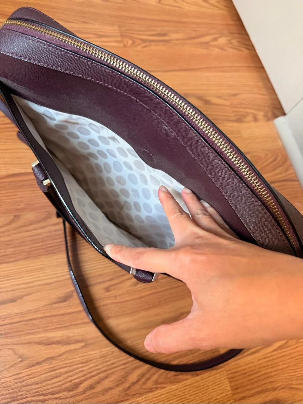 kate spade Plum Saffiano Satchel with Crossbody Strap